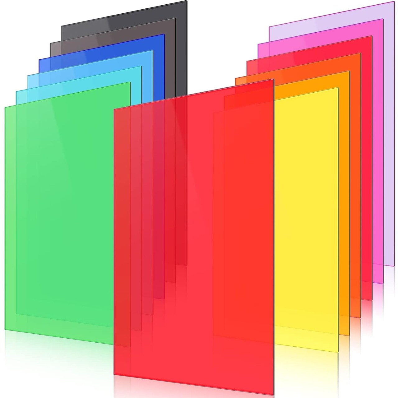 12 Pack Colored Translucent Acrylic Sheet 0.12 Inch Thick Acrylic Sheets for Laser Cutting Colorful Acrylic Panel Colored Acrylic Sheets Plastic Sheets for Glass, DIY, Painting (8 x 12 Inch)